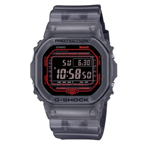 CASIO 卡西歐 G-SHOCK 藍牙 半透明 漸變透黑 經典方形 DW-B5600G-1_42.8mm