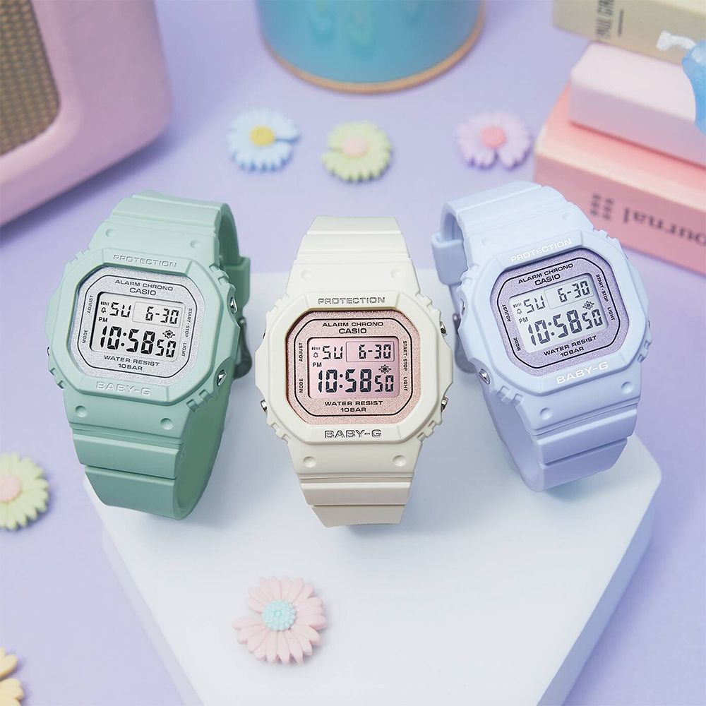 CASIO 卡西歐 BABY-G 春季色彩方形女錶電子錶(多色任選)