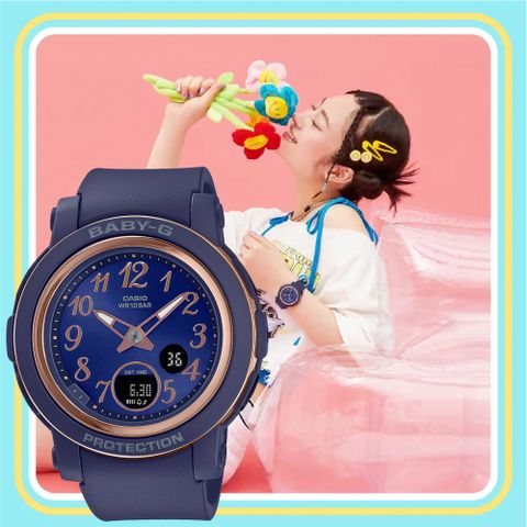 熱銷品牌▼日系手錶CASIO 卡西歐 BABY-G 金屬色雙顯女錶-海軍藍 BGA-290SA-2A