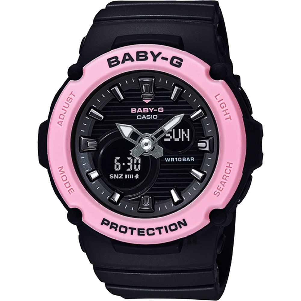 CASIO 卡西歐】 BABY-G 鮮豔色彩雙顯腕錶粉墨配色(BGA-270-1A