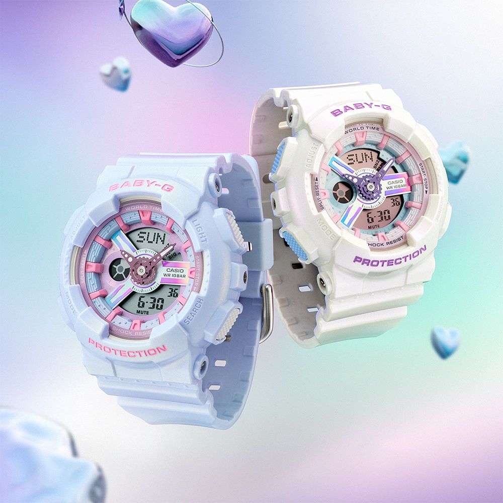 CASIO 卡西歐  BABY-G 夢幻珠光雙顯計時錶/藍/BA-110FH-2A