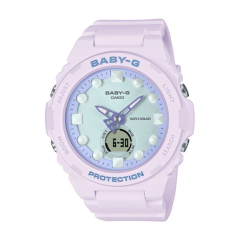 【CASIO BABY-G】人魚偏光色系雙顯運動腕錶-芋香紫/BGA-320FH-4A/台灣總代理公司貨享一年保固