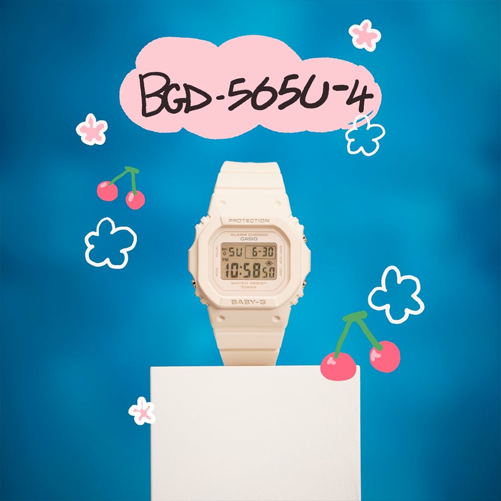 CASIO 卡西歐  BABY-G 輕薄時尚方形計時錶/粉/BGD-565U-4