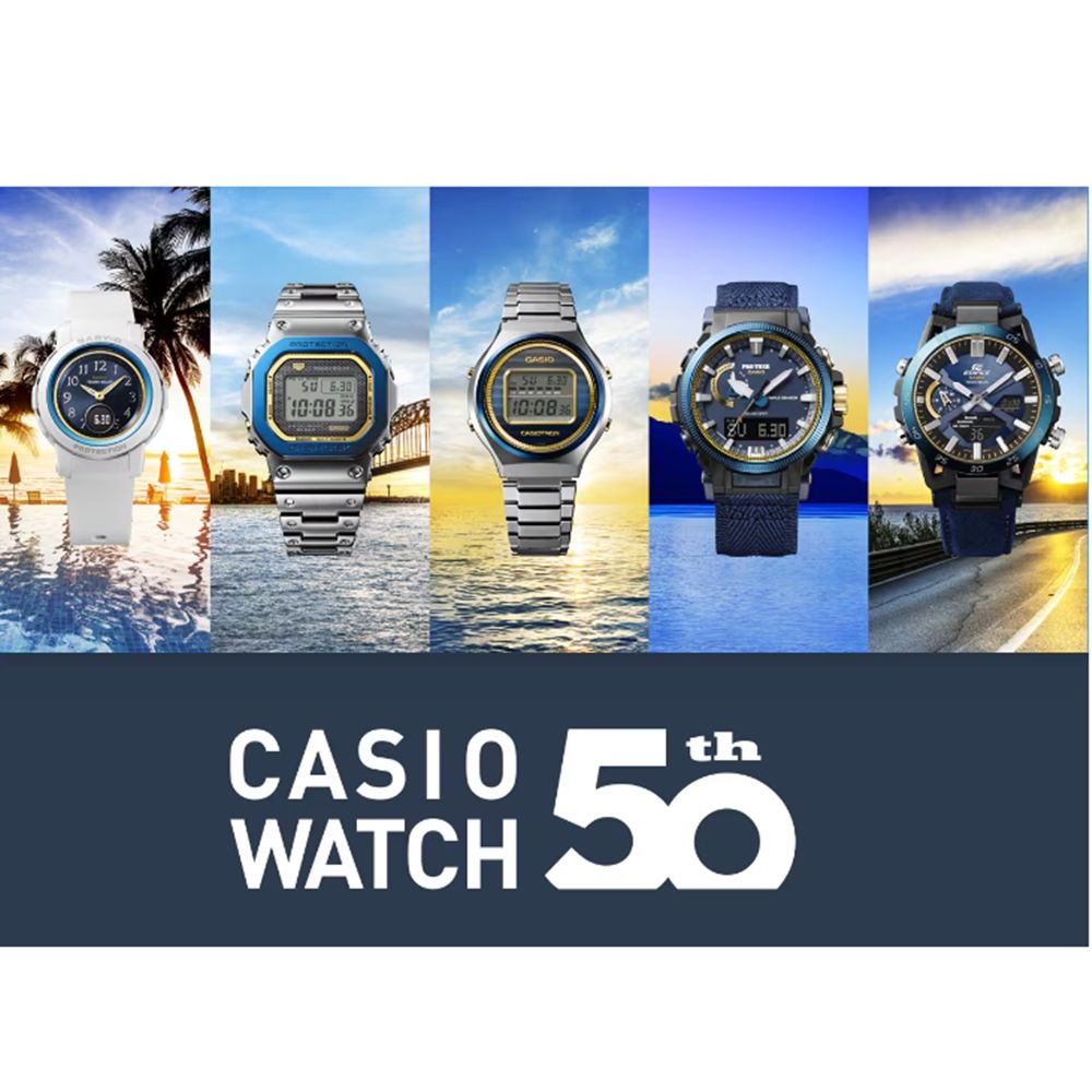 CASIO 卡西歐 BABY-G 50周年紀念 閃耀不輟 天空大海 太陽能電力 白 BGA-S290SS-2A_38.6mm