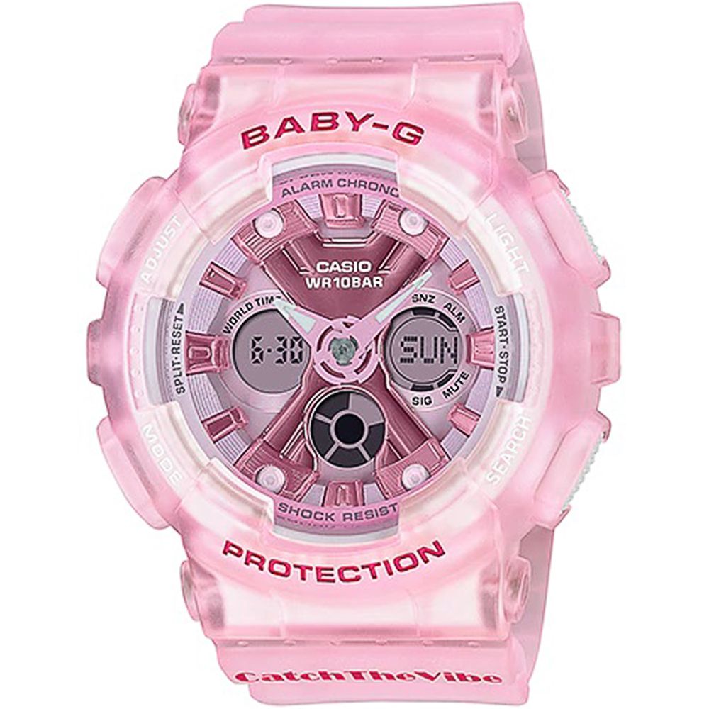 CASIO 卡西歐  BABY-G 果凍系列嘻哈復古風聯名錶/粉紅/BA-130CV-4A