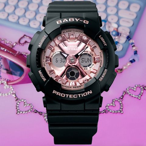 CASIO 卡西歐 BABY-G 復古風x嘻哈 RIEHATA聯名經典雙顯腕錶 母親節 禮物 推薦 BA-130CV-4A