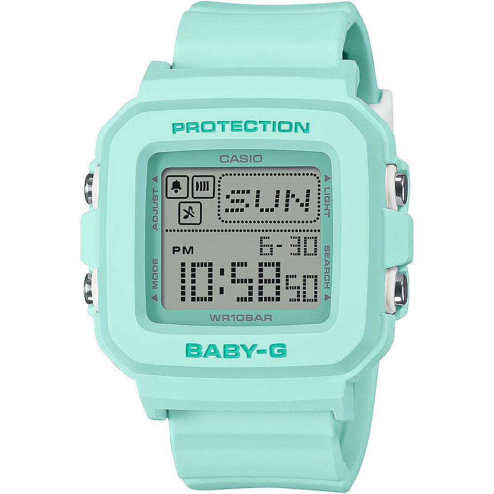 CASIO 卡西歐 BABY-G 單色像素動畫數位手錶-綠 BGD-10-3