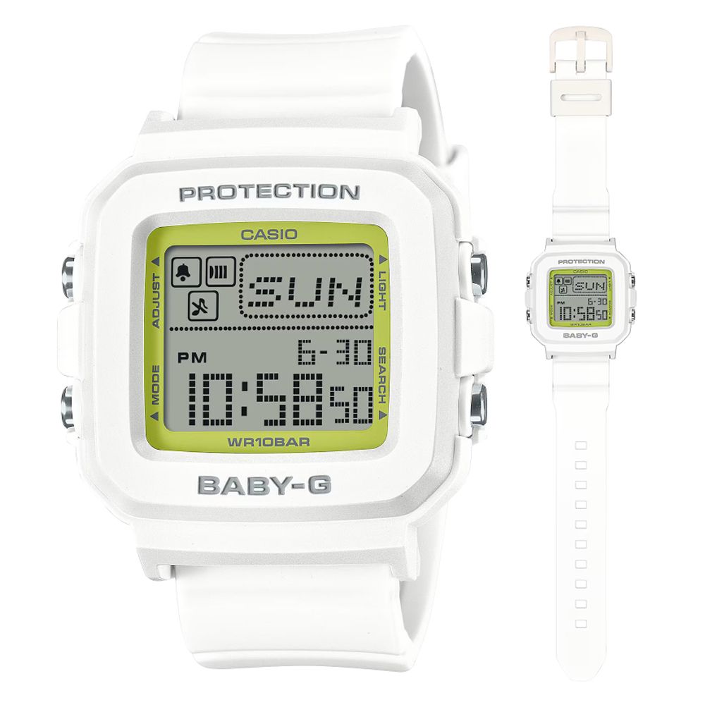 CASIO 卡西歐 BABY-G + PLUS 流行混搭 酷洛米錶殼吊飾 休閒數位電子錶-白 BGD-10K-7