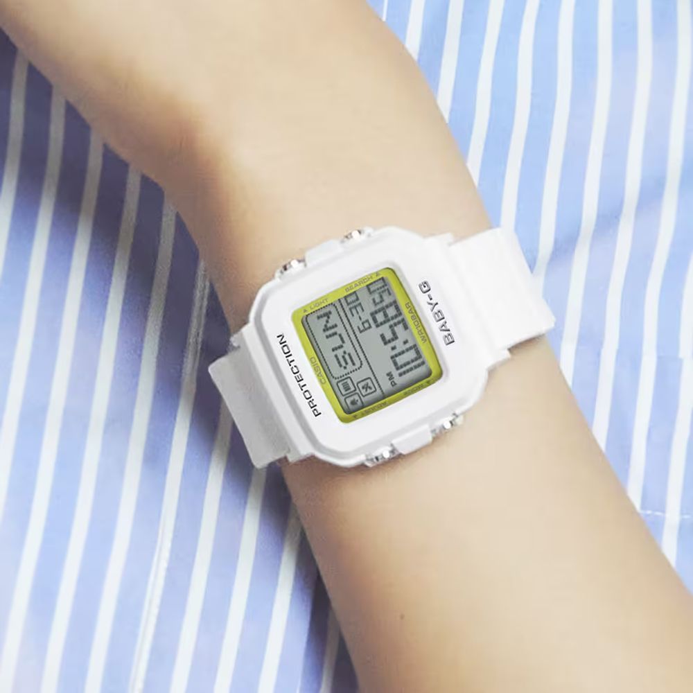 CASIO 卡西歐 BABY-G + PLUS 流行混搭 酷洛米錶殼吊飾 休閒數位電子錶-白 BGD-10K-7