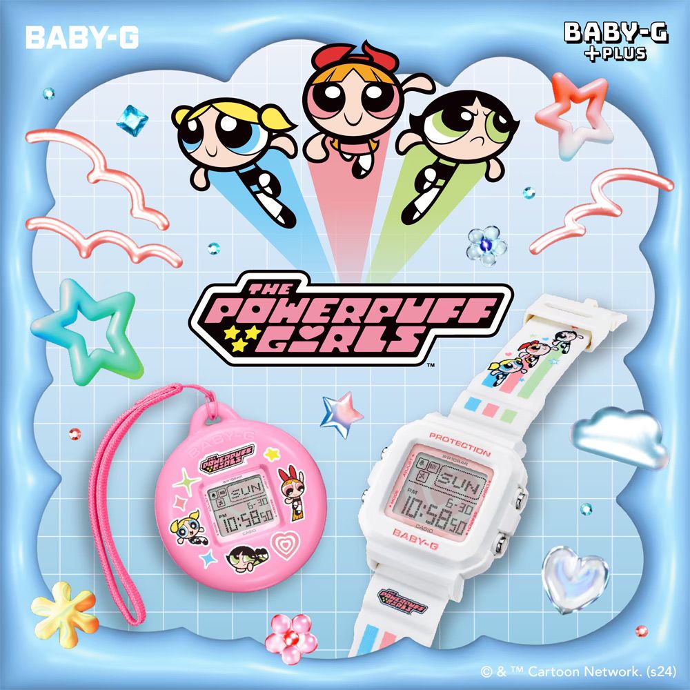 CASIO 卡西歐 BABY-G +PLUS x 飛天小女警 限量聯名 復古像素動畫數位手錶 BGD-10KPP-7