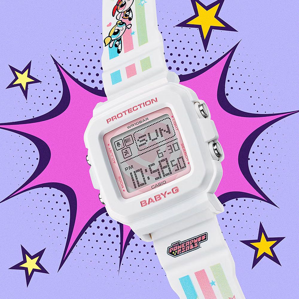 CASIO 卡西歐 BABY-G +PLUS x 飛天小女警 限量聯名 復古像素動畫數位手錶 BGD-10KPP-7