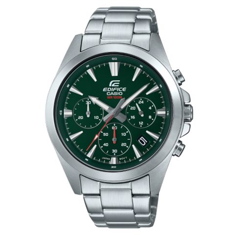 CASIO卡西歐 EDIFICE 簡約運動三眼腕錶-綠 禮物推薦 畢業禮物 EFV-630D-3AV