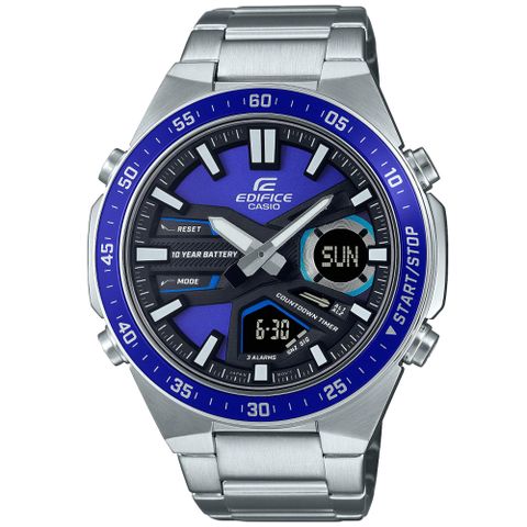 CASIO 卡西歐 EDIFICE 運動風雙顯腕錶 雙11 特惠 EFV-C110D-2AV