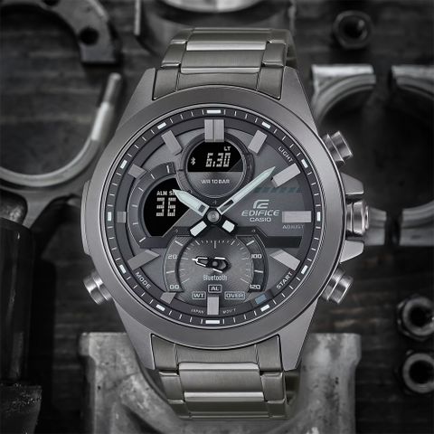 熱銷品牌▼日系手錶CASIO 卡西歐 EDIFICE 賽車運動藍芽手錶-槍灰色(ECB-30DC-1B)