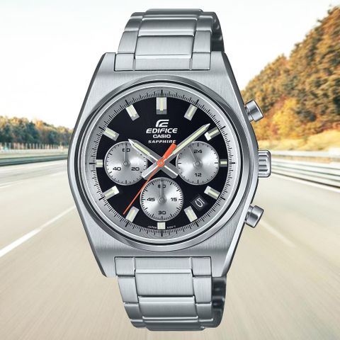 CASIO 卡西歐 EDIFICE 經典跑車 三眼運動風設計腕錶-黑 EFB-730D-1AV