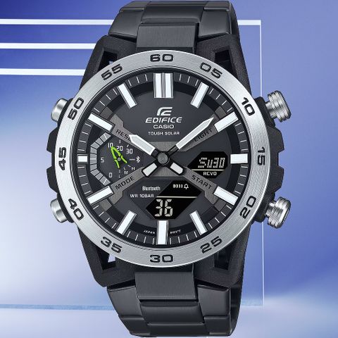 CASIO 卡西歐 EDIFICE 藍芽 太陽能電力賽車錶-銀 ECB-2000DD-1A