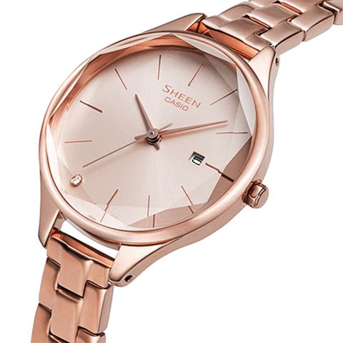 熱銷品牌▼日系手錶CASIO 卡西歐 SHEEN 優雅曲線日期手錶-玫瑰金 SHE-4062PG-4A