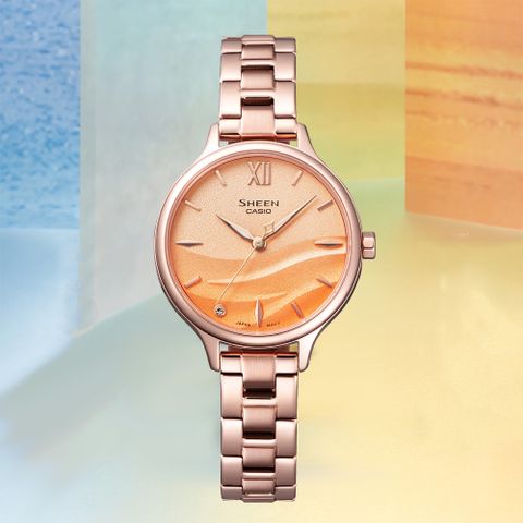 熱銷品牌▼日系手錶CASIO 卡西歐 SHEEN 海浪漸層女錶-玫瑰金 SHE-4550PG-4A
