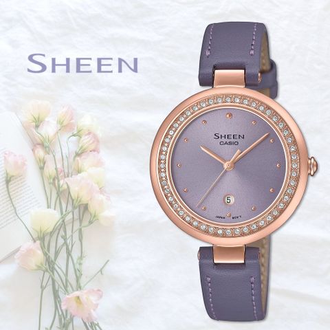 熱銷品牌▼日系手錶CASIO 卡西歐 SHEEN 薰衣草紫 晶鑽皮帶女錶 SHE-4556PGL-6A