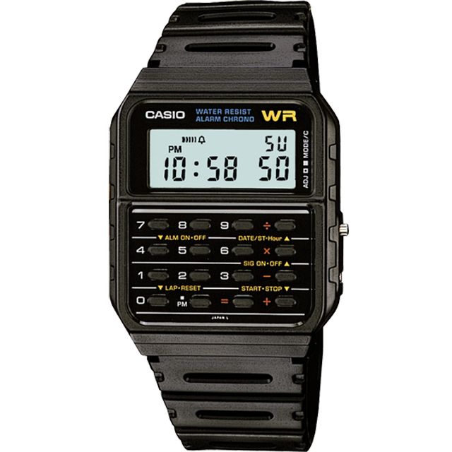 CASIO 卡西歐 絕命毒師老白配戴款 復古風潮計算機橡膠腕錶/黑(CA-53W-1ZDR)