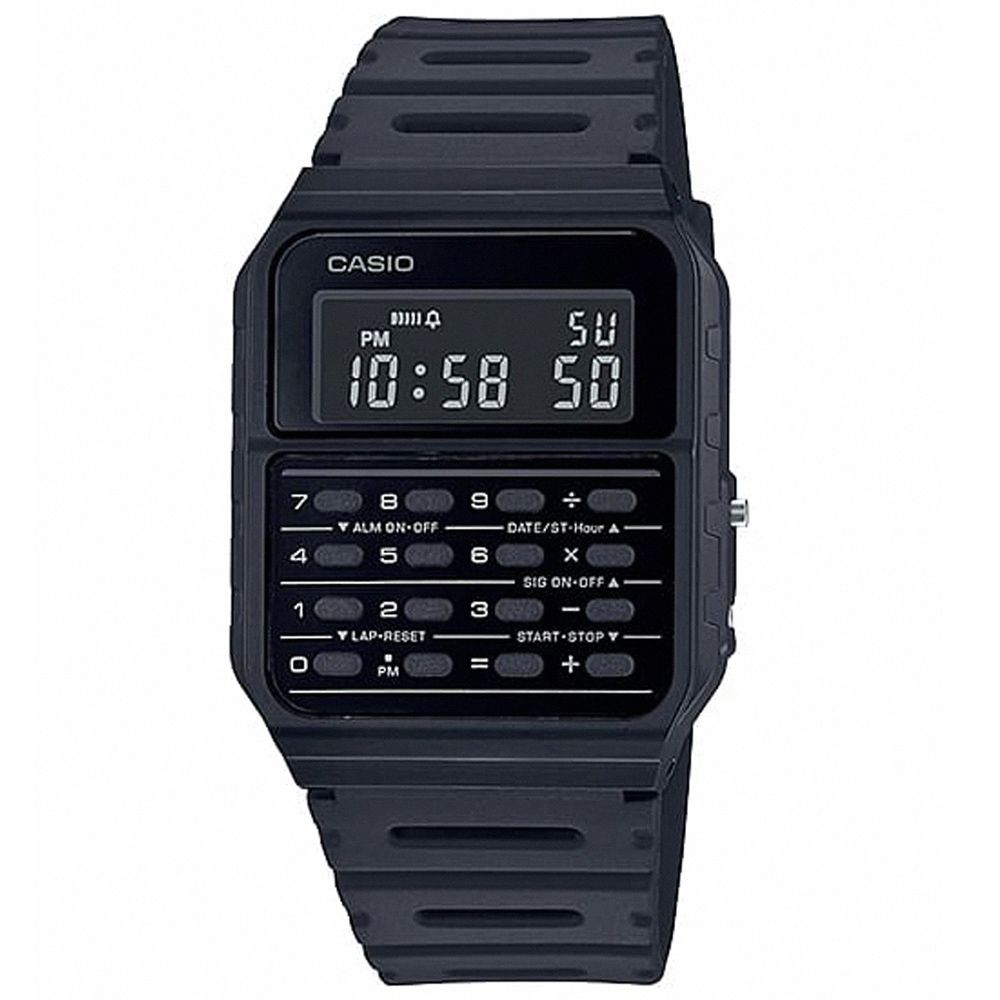 CASIO 卡西歐 多色系風潮計算機樹脂腕錶/黑(CA-53WF-1B)