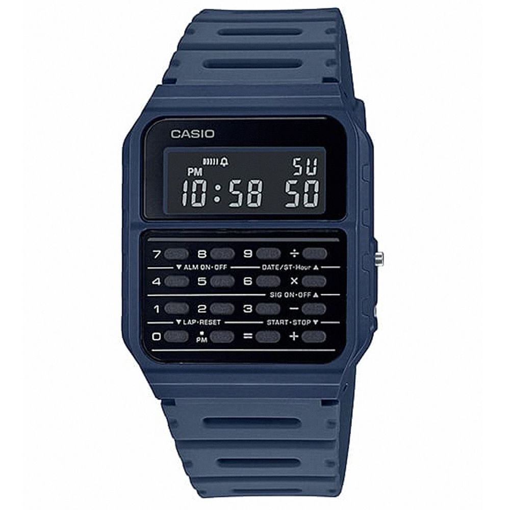 CASIO 卡西歐 多色系風潮計算機樹脂腕錶/藍(CA-53WF-2B)