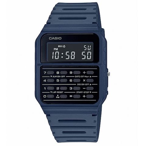 【CASIO 卡西歐】多色系風潮計算機樹脂腕錶/藍(CA-53WF-2B)