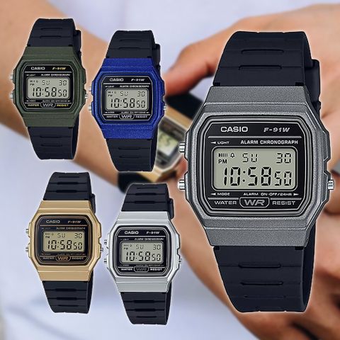 【WANgT】CASIO 卡西歐 F-91WM 經典不敗方形復古運動電子膠錶