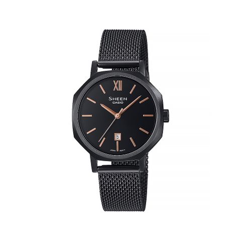 CASIO 卡西歐 SHE-4554BM-1A 髮絲紋 金屬光 米蘭帶 簡約優雅 腕錶 37mm