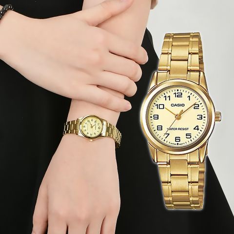 CASIO 卡西歐 LTP-V001G-9B 簡約時尚 都會優雅 經典剛帶 纖薄舒適 圓形 小錶徑 腕錶 手錶