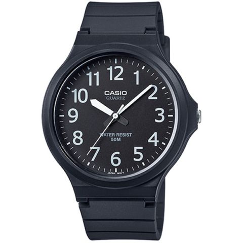 【CASIO 卡西歐】簡約指針設計時尚錶-黑x白色數字(MW-240-1BVDF)