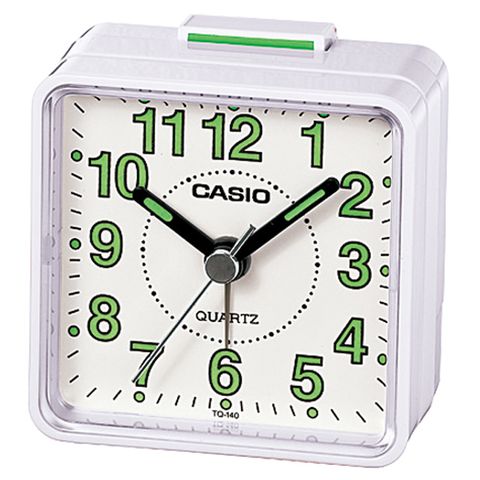 【CASIO 卡西歐】復古造型輕巧指針鬧鐘/白(TQ-140-7DF)