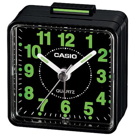 【CASIO 卡西歐】復古造型輕巧指針鬧鐘/黑(TQ-140-1DF)