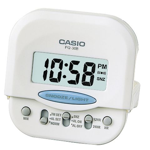 CASIO 卡西歐 摺疊電子鬧鐘/白(PQ-30B-7)