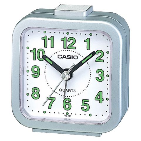 【CASIO 卡西歐】復古造型鬧鐘/銀灰(TQ-141-8DF)