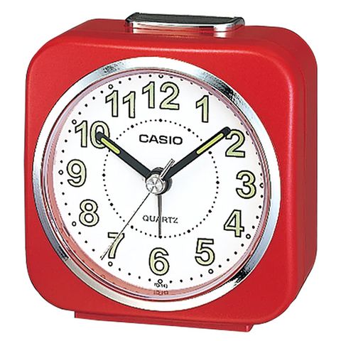 【CASIO 卡西歐】大數字方形鬧鐘/紅x白面(TQ-143S-4DF)