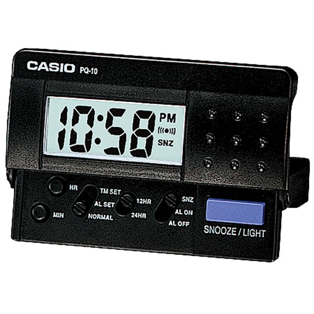 CASIO 卡西歐 輕便數位電子鬧鐘/黑(PQ-10-1R)