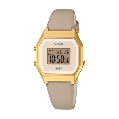 【CASIO 卡西歐】復古柔霧配色方形電子腕錶-奶茶棕/LA680WEGL-5/台灣總代理公司貨享一年保固