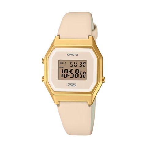 【CASIO 卡西歐】復古柔霧配色方形電子腕錶-柔霧粉/LA680WEGL-/台灣總代理公司貨享一年保固