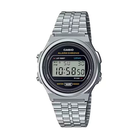 【CASIO 卡西歐】復古時尚電子不鏽鋼腕錶-經典銀/A171WE-1A/台灣總代理公司貨享一年保固