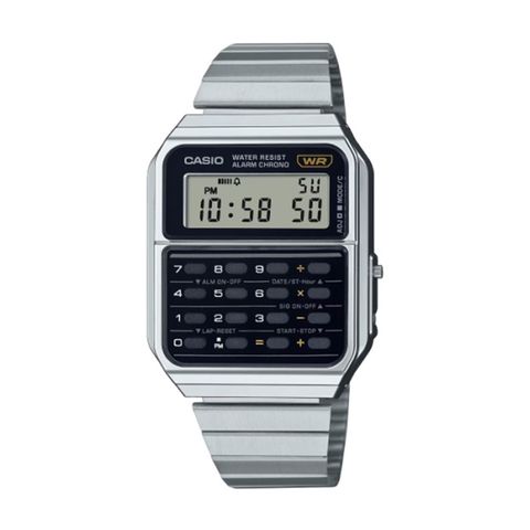 【CASIO 卡西歐】重金屬感計算機數位顯示腕錶-復古銀/CA-500WE-1A/台灣總代理公司貨享一年保固