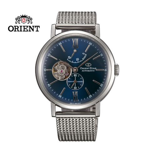 ORIENT STAR 東方之星 OPEN HEART系列 紳士小鏤空機械錶 鋼帶款 WZ0151DK 藍色-40.0 mm