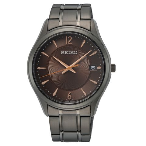 SEIKO 精工 享指定專櫃售後服務 經典黑鋼藍寶石鏡面腕錶6N52-00D0U(SUR519P1)