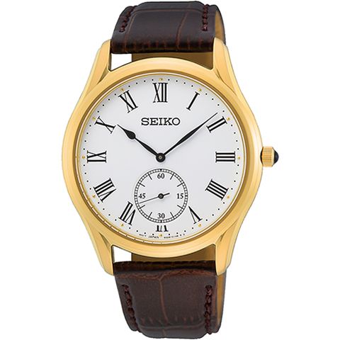 SEIKO 精工 CS系列復古羅馬經典男錶/金/39mm (6G28-01A0G/SRK050P1)SK003