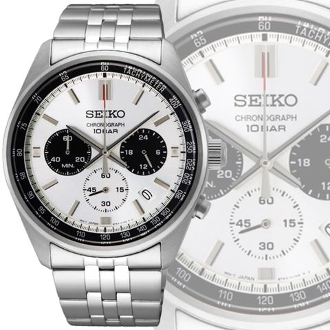 SEIKO 精工 CS系列 三眼計時潮男腕錶-黑白41.5mm(SSB425P1/8T63-00W0S 防水100米)_SK028