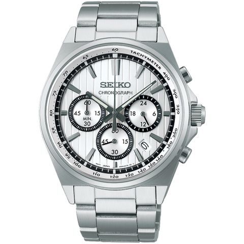 SEIKO 精工 CS系列 條紋設計賽車計時手錶-41mm SBTR031J 8T63-01T0S