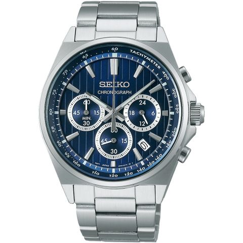 618購物節★送好禮SEIKO精工 CS系列 條紋設計賽車計時手錶-41mm SBTR033J 8T63-01T0B