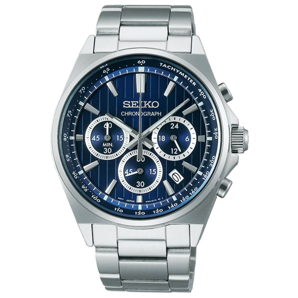 SEIKO 精工 CS系列 三眼計時碼表潮男腕錶-銀藍41mm(SBTR033J/8T63-01T0B 防水100米)_SK028