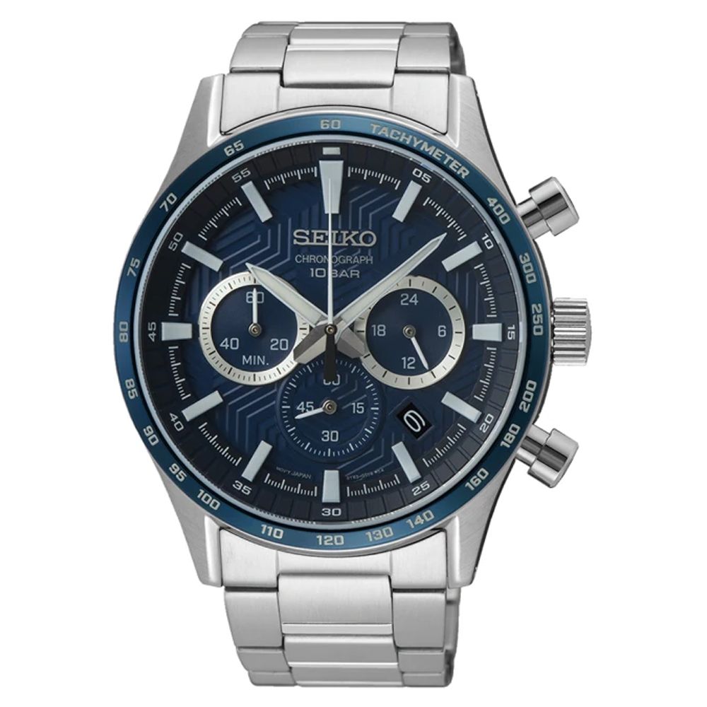 SEIKO 精工 CS系列 三眼計時輪胎紋錶盤設計男腕錶-藍面 鋼帶43mm(SSB445P1/8T63-00Y0B)_SK028