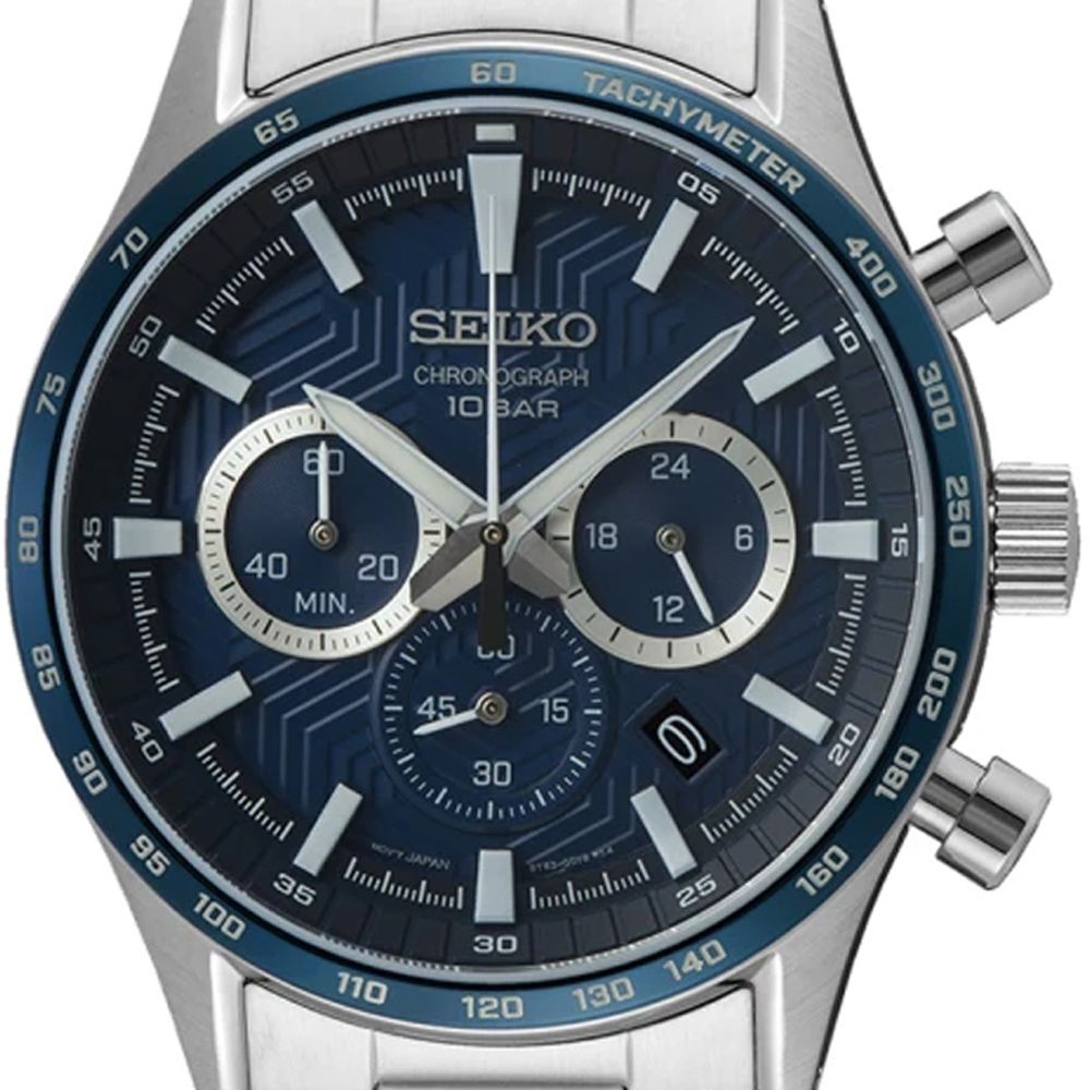SEIKO 精工 CS系列 三眼計時輪胎紋錶盤設計男腕錶-藍面 鋼帶43mm(SSB445P1/8T63-00Y0B)_SK028